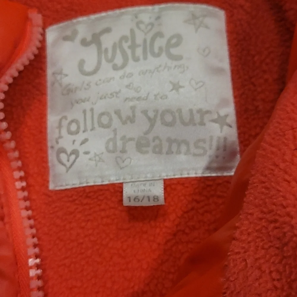 Justice winter jacket size XL
